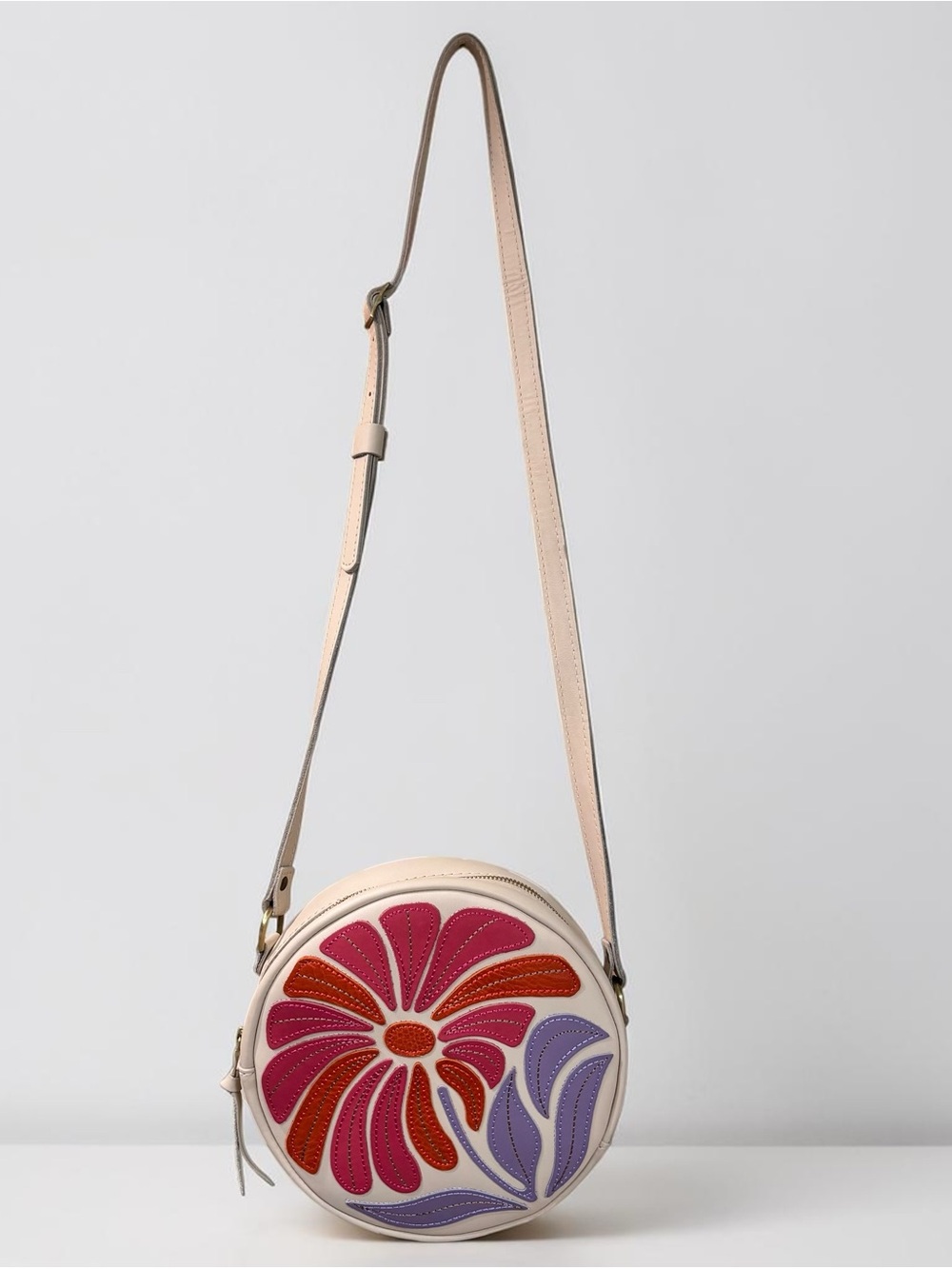 Portland Leather Limited Edition Large Floral Circle Crossbody